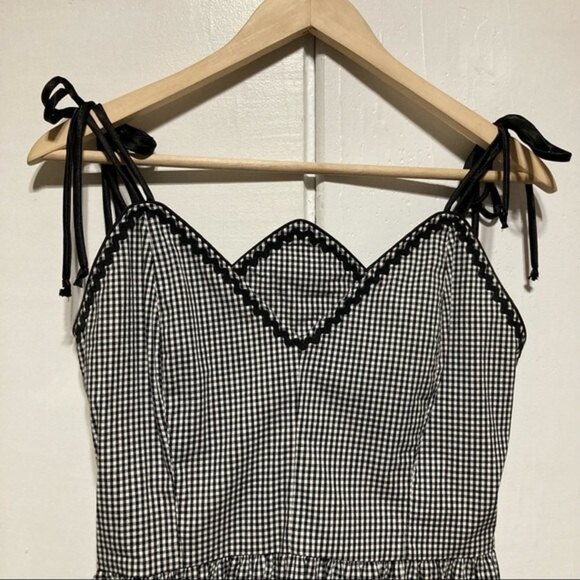 ModCloth Rock Steady Black Gingham Retro Fit and Flare Dress, Small - Picture 3 of 13